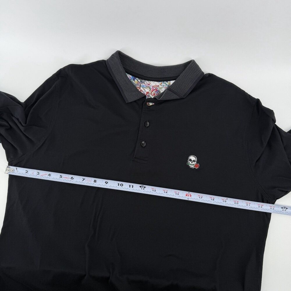 Robert Graham Short Sleeve Polo Shirt Men’s XL Black Skull Rose Skeleton - Picture 15 of 16